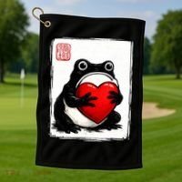 Grumpy Frog Japanese Valentine's Day Golf Towel thumb 1