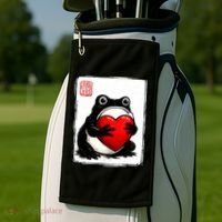Grumpy Frog Japanese Valentine's Day Golf Towel thumb 2