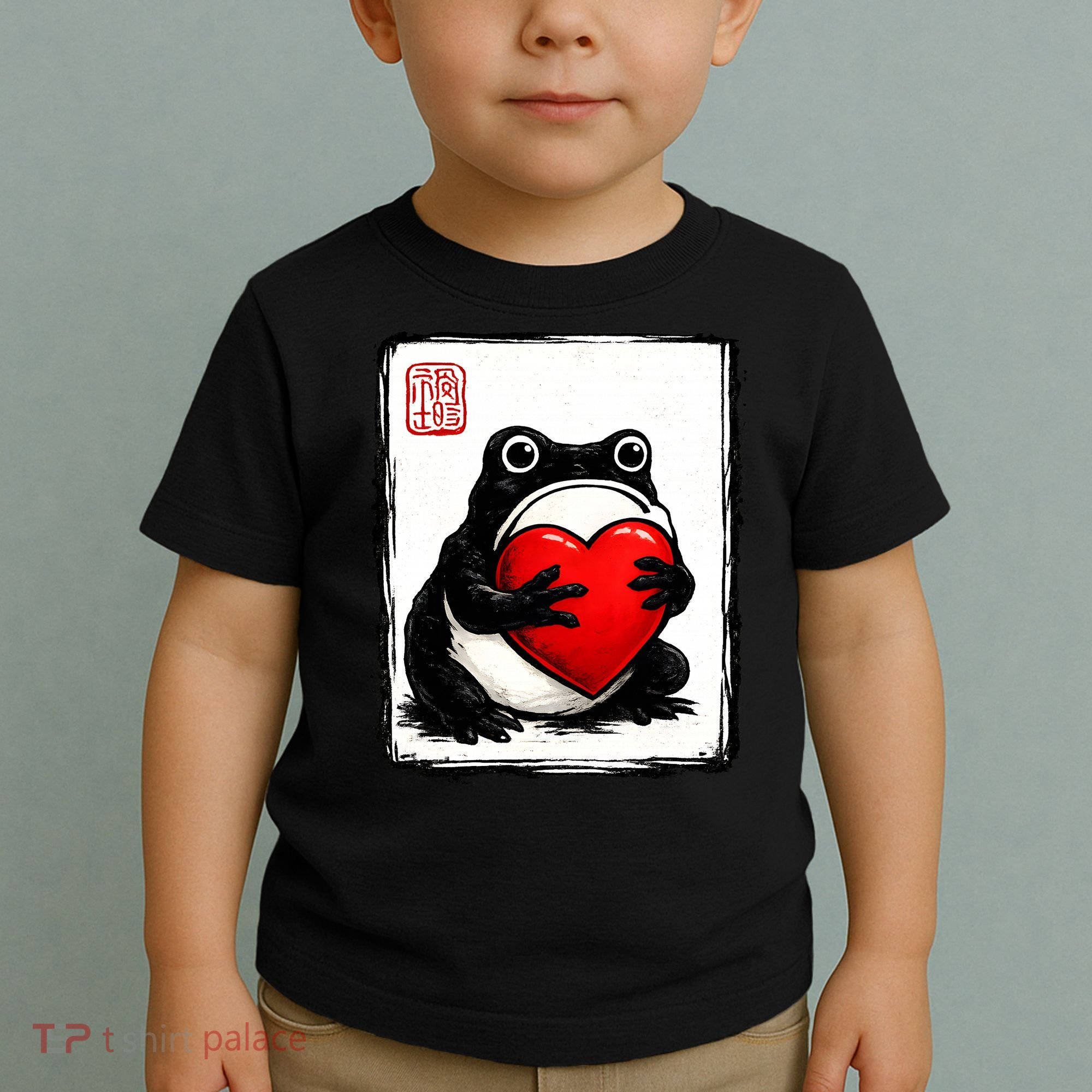 Grumpy Frog Japanese Valentine's Day Toddler T-Shirt