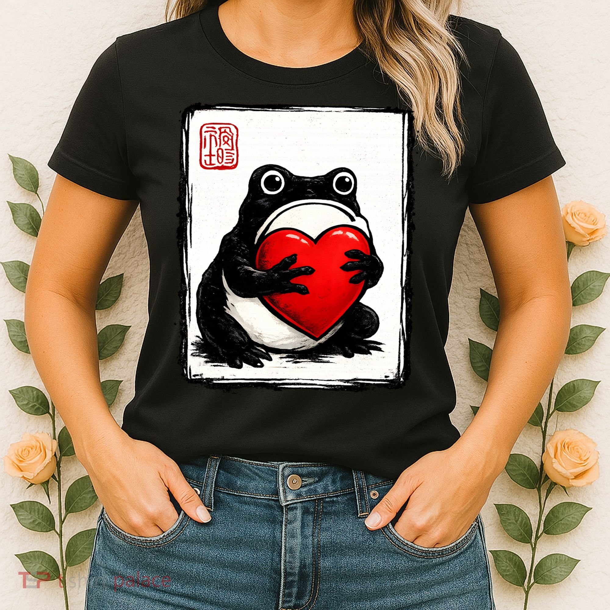 Grumpy Frog Japanese Valentine's Day Women's T-Shirt