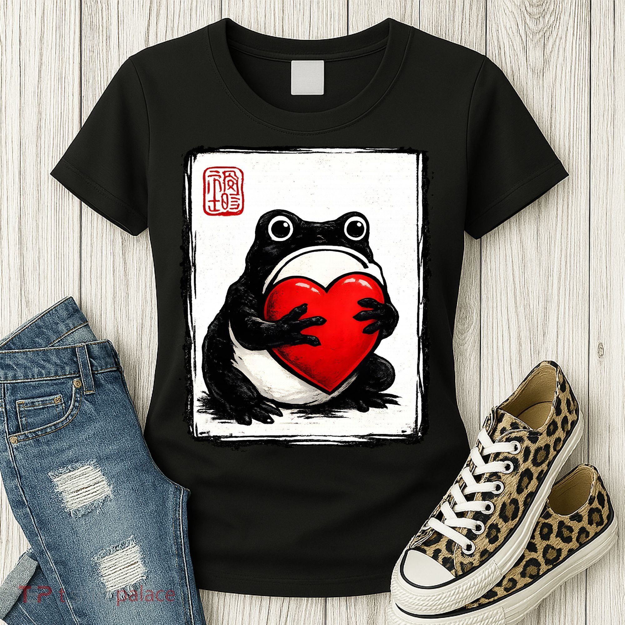 Grumpy Frog Japanese Valentine's Day Women's T-Shirt