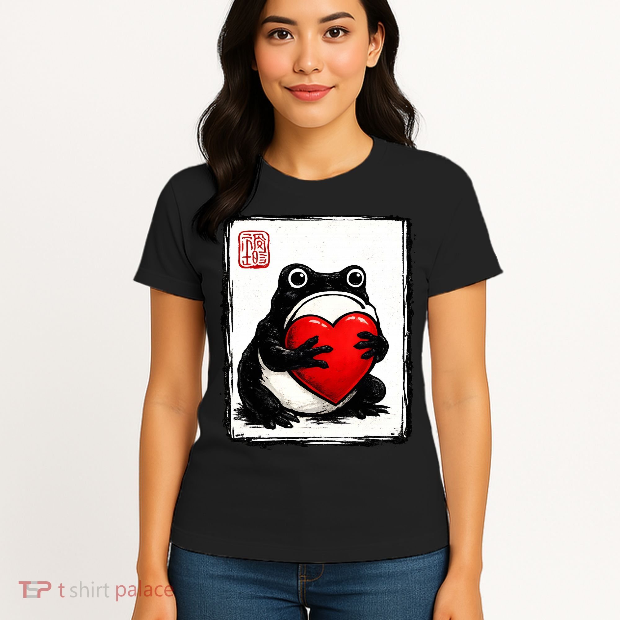 Grumpy Frog Japanese Valentine's Day Women's T-Shirt