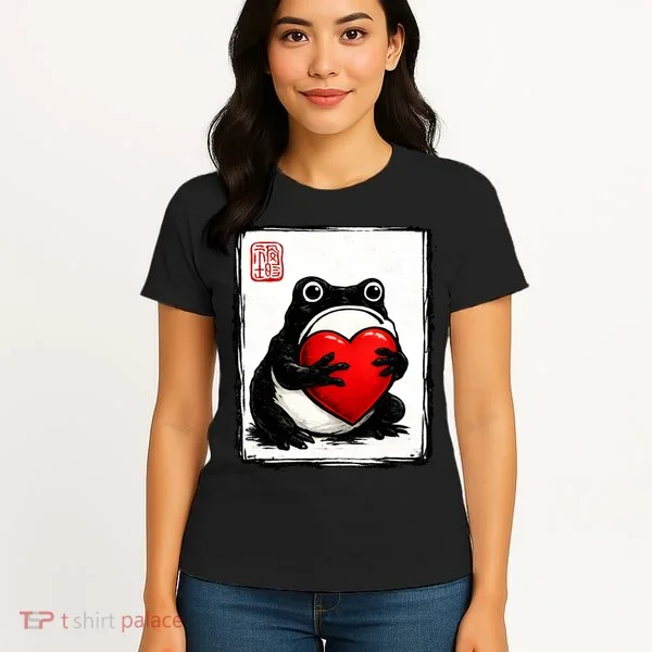 Grumpy Frog Japanese Valentine's Day Women's T-Shirt