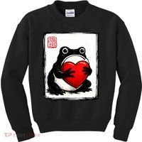 Grumpy Frog Japanese Valentine's Day Kids Sweatshirt thumb 0