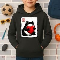 Grumpy Frog Japanese Valentine's Day Kids Hoodie thumb 2