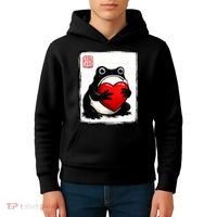 Grumpy Frog Japanese Valentine's Day Kids Hoodie thumb 4