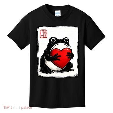 Grumpy Frog Japanese Valentine's Day Kids T-Shirt