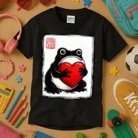 Grumpy Frog Japanese Valentine's Day Kids T-Shirt thumb 3