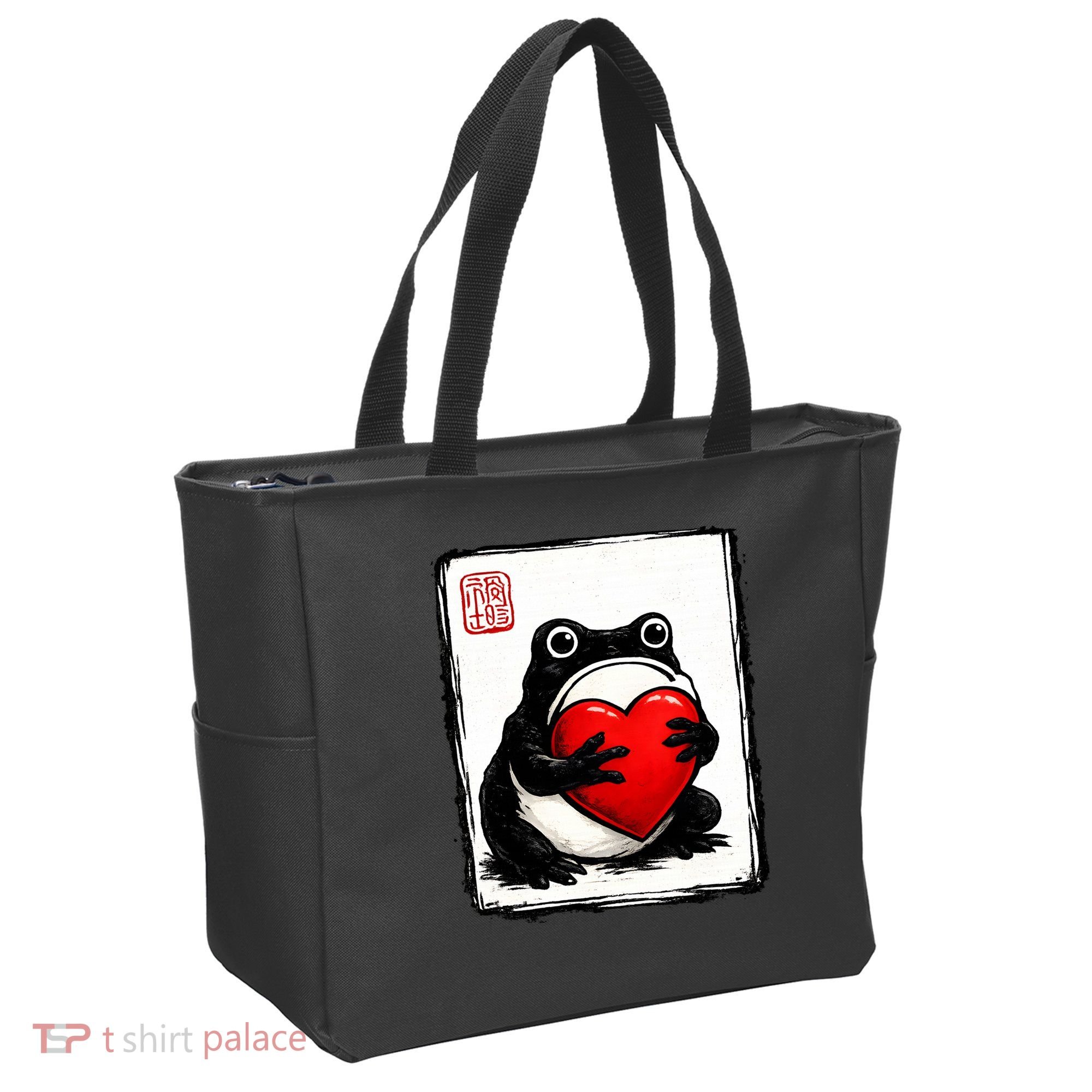 Grumpy Frog Japanese Valentine's Day Tote Bag