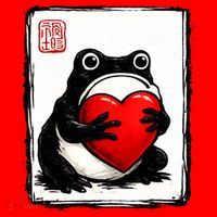 Grumpy Frog Japanese Valentine's Day Santa Hat thumb 1