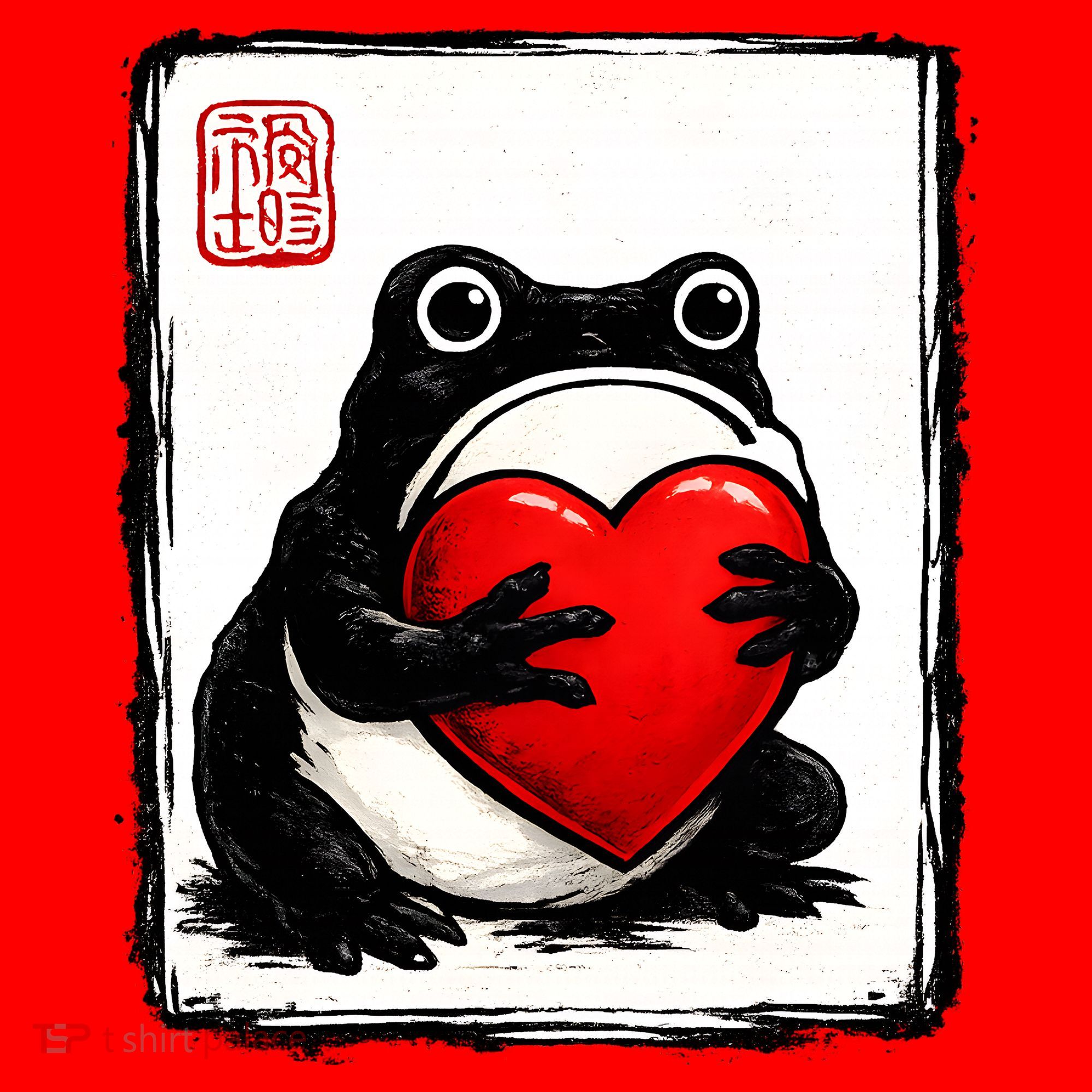 Grumpy Frog Japanese Valentine's Day Santa Hat