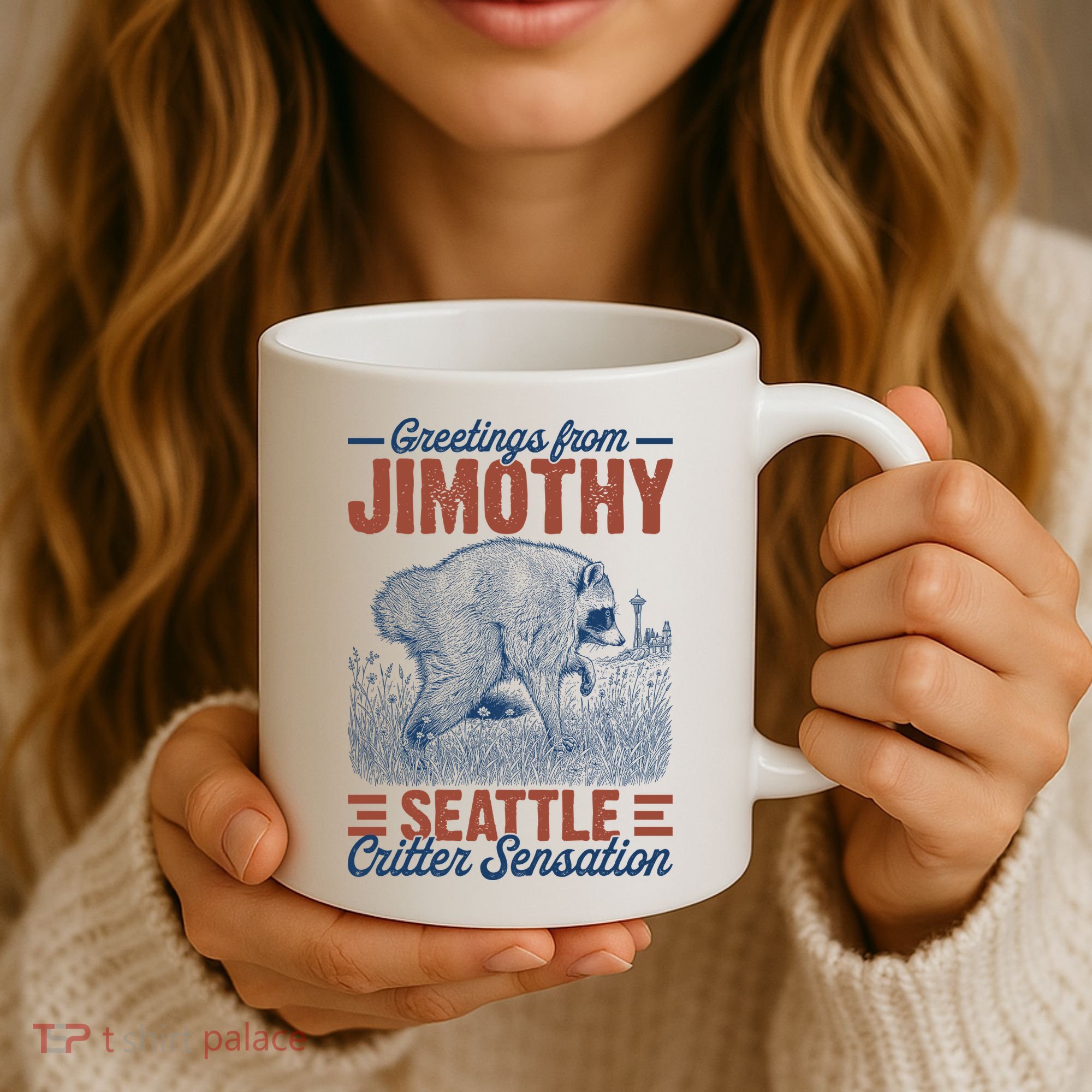 Greetings From Jimothy Seattle Critter Raccoon Coffee Mug