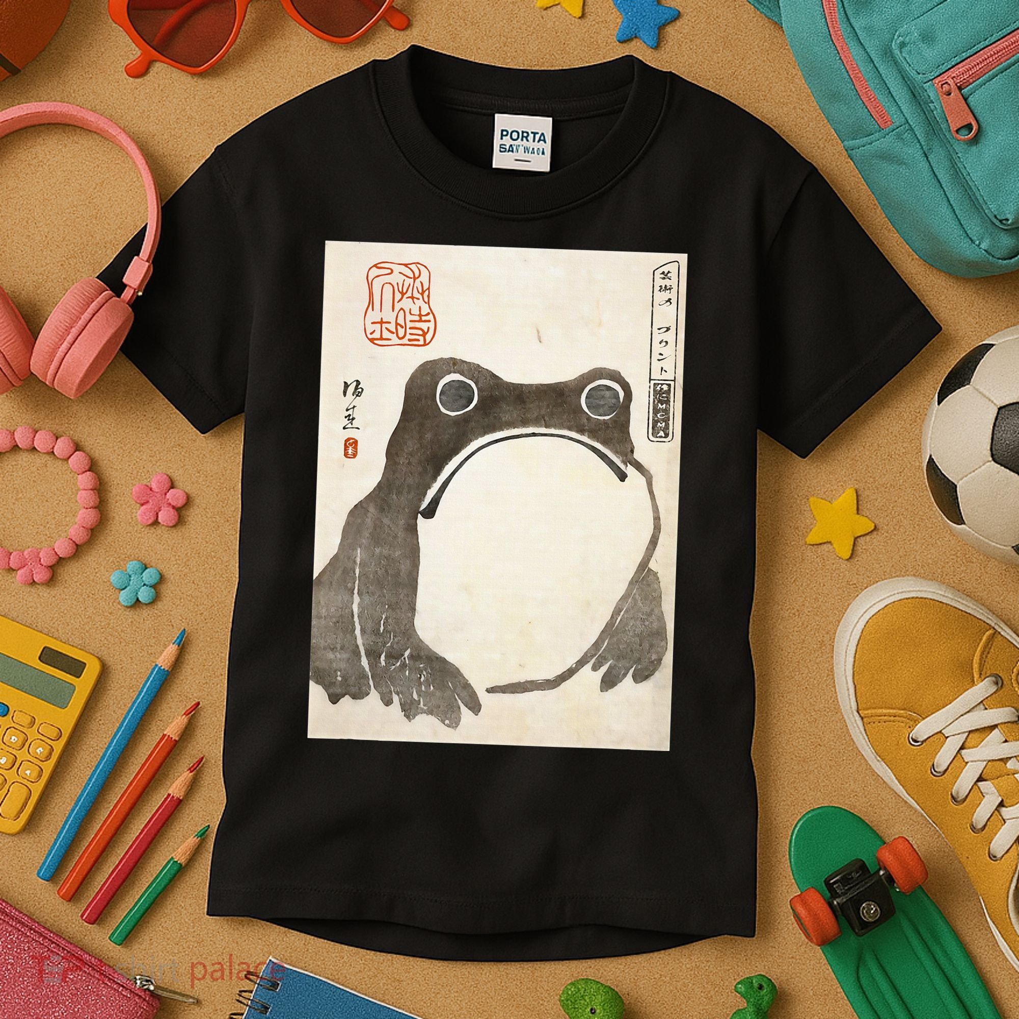 Grumpy Frog Japanese Kids T-Shirt