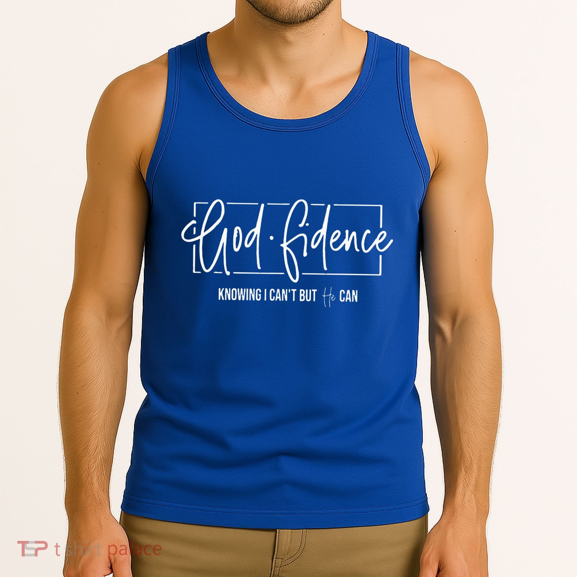 God Fidence Knowing I CanT But He Can Christian Religious Tank Top