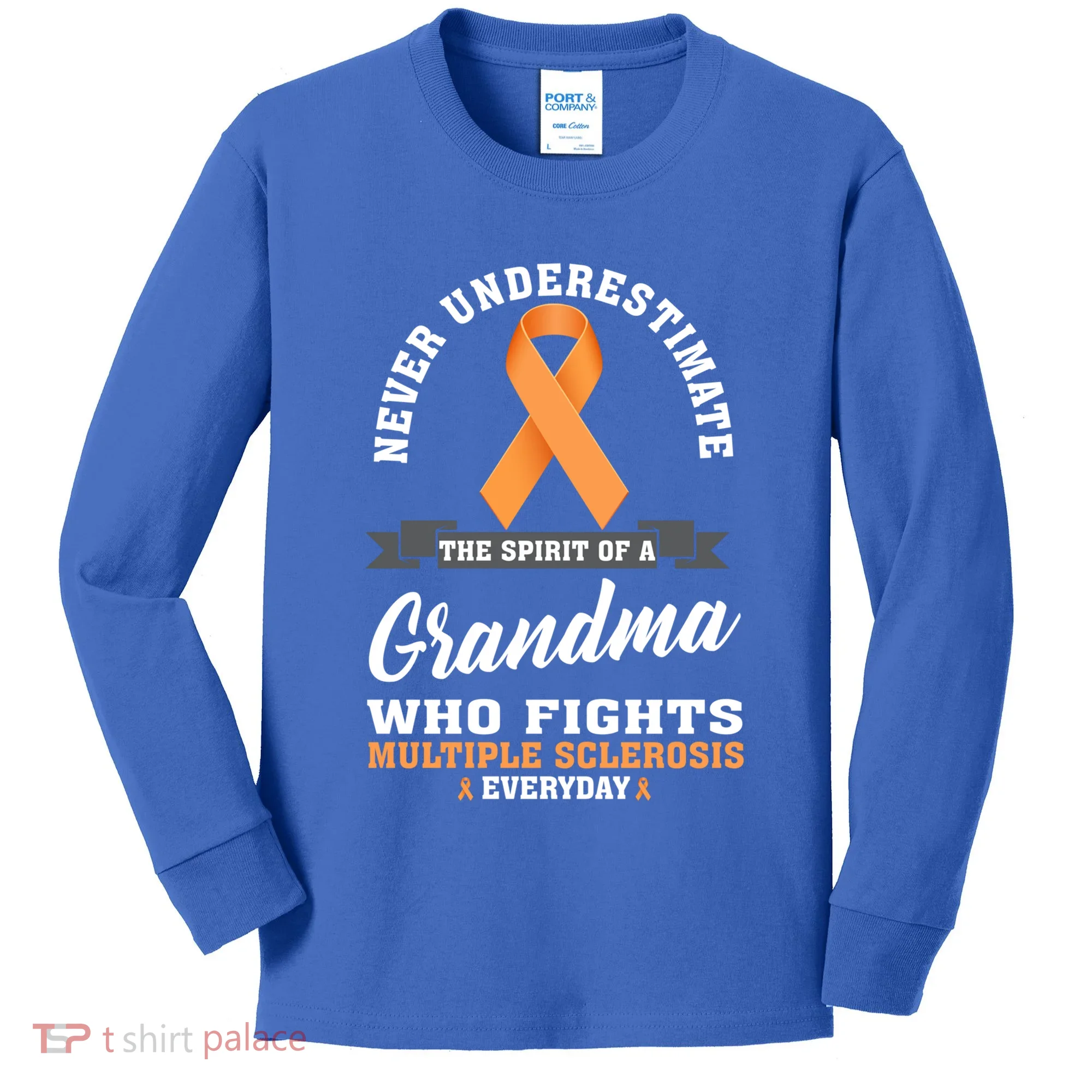 Grandma Fights Multiple Sclerosis Ms Warrior Gift Kids Long Sleeve Shirt