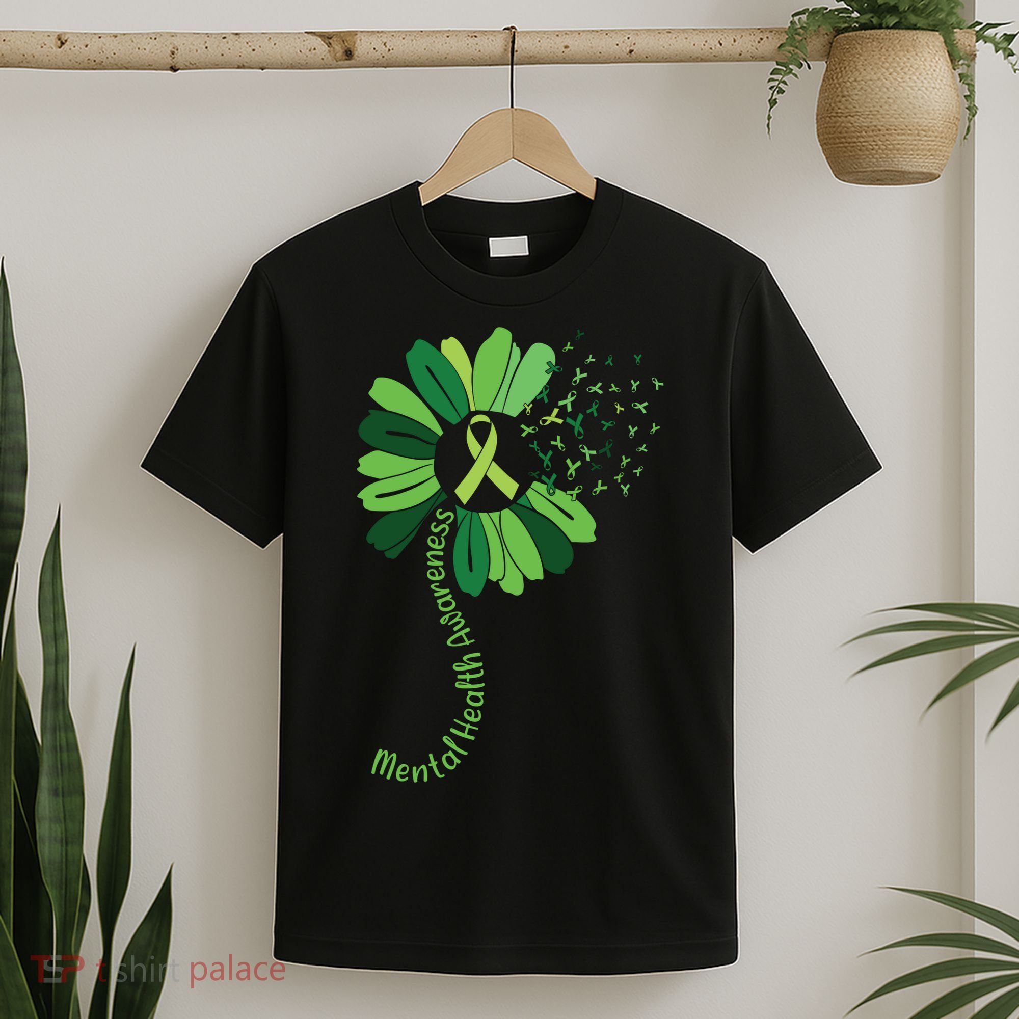 Green Flower Mental Health Awareness T-Shirt