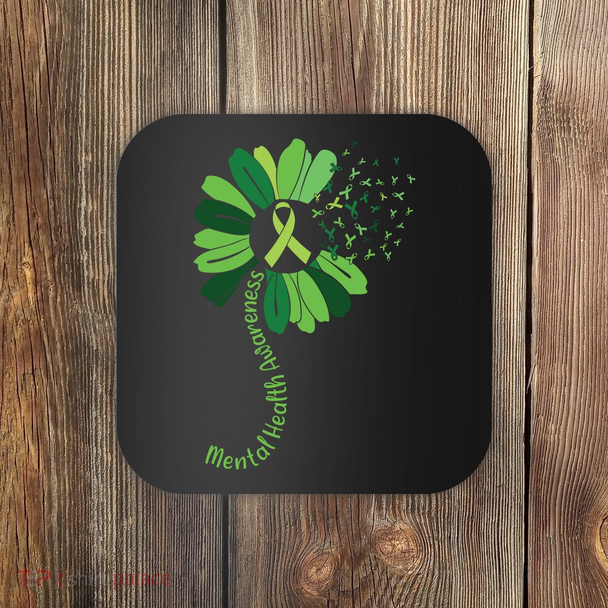 Green Flower Mental Health Awareness Coaster