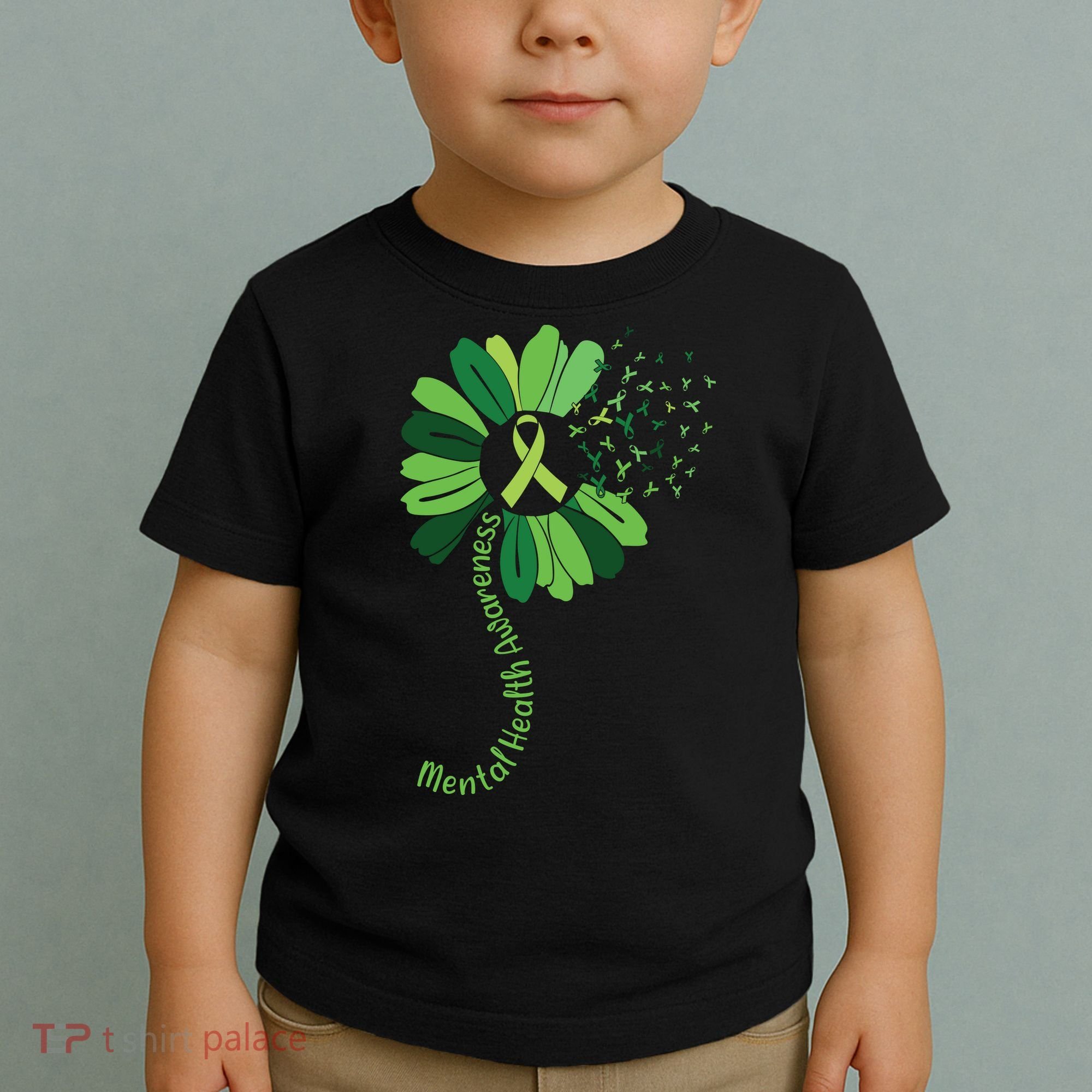 Green Flower Mental Health Awareness Toddler T-Shirt