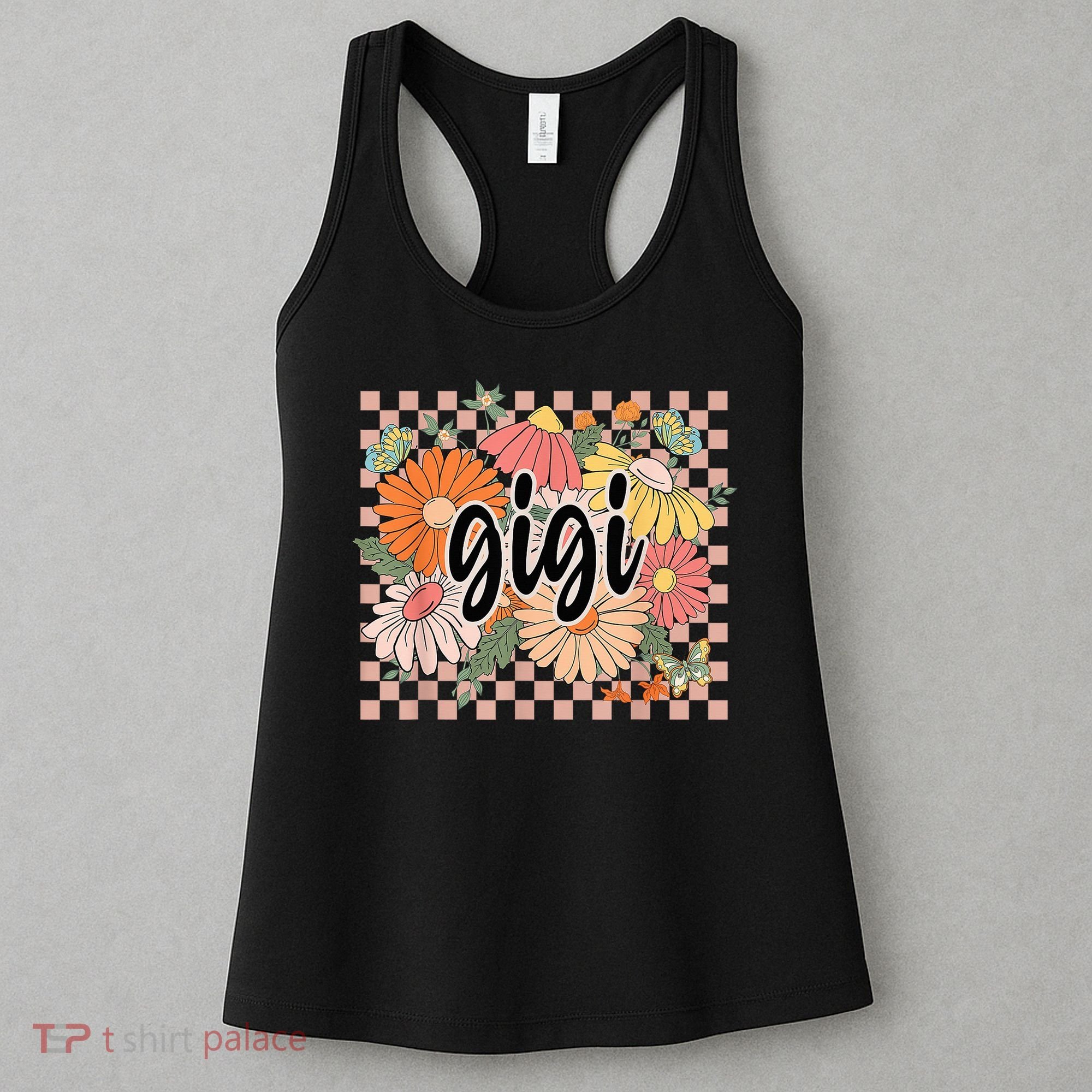 Gigi Floral Mother'S Day Wildflower Girl Checkered Women's Tank Top