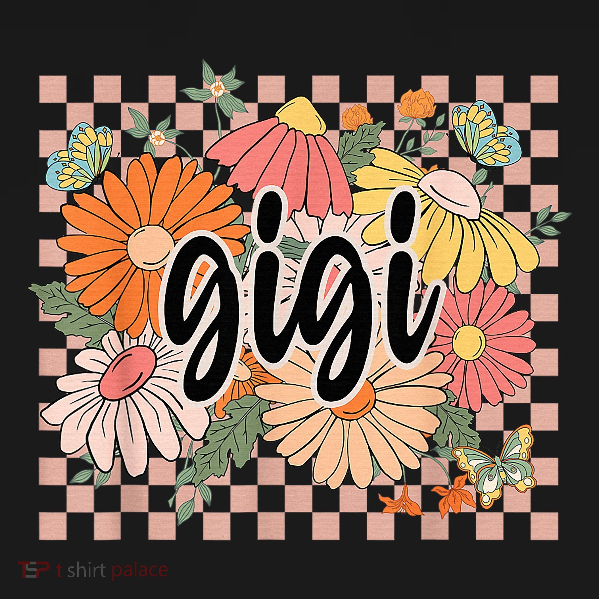 Gigi Floral Mother'S Day Wildflower Girl Checkered Women's Tank Top