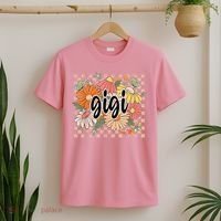 Gigi Floral Mother'S Day Wildflower Girl Checkered T-Shirt thumb 2