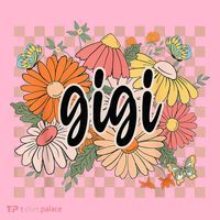 Gigi Floral Mother'S Day Wildflower Girl Checkered T-Shirt thumb 7