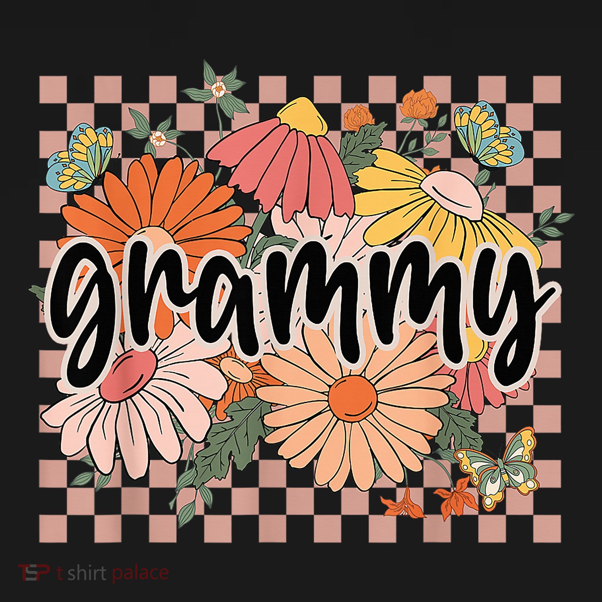 Grammy Floral Mother'S Day Wildflower Girl Checkered Women's Tank Top