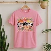 Grammy Floral Mother'S Day Wildflower Girl Checkered T-Shirt thumb 2