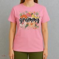 Grammy Floral Mother'S Day Wildflower Girl Checkered T-Shirt thumb 4