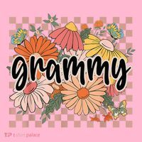 Grammy Floral Mother'S Day Wildflower Girl Checkered T-Shirt thumb 7