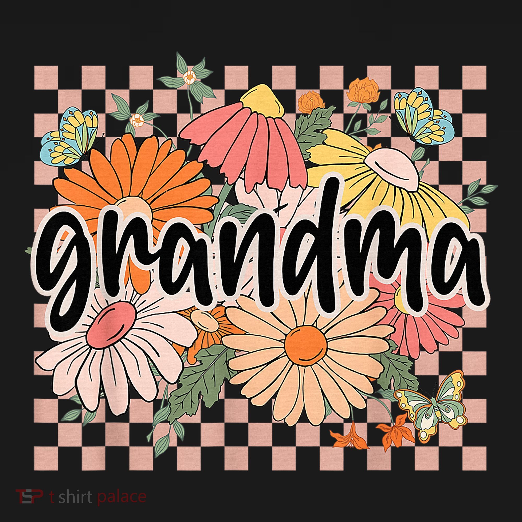 Grandma Floral Mother'S Day Wildflower Girl Checkered Women's Tank Top