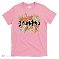 Grandma Floral Mother'S Day Wildflower Girl Checkered T-Shirt thumb 0
