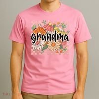 Grandma Floral Mother'S Day Wildflower Girl Checkered T-Shirt thumb 3