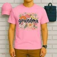 Grandma Floral Mother'S Day Wildflower Girl Checkered T-Shirt thumb 6