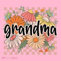 Grandma Floral Mother'S Day Wildflower Girl Checkered T-Shirt thumb 7