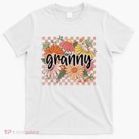 Granny Floral Mother'S Day Wildflower Girl Checkered T-Shirt thumb 0