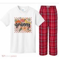 Granny Floral Mother'S Day Wildflower Girl Checkered Kids Plaid Pajama Set thumb 0