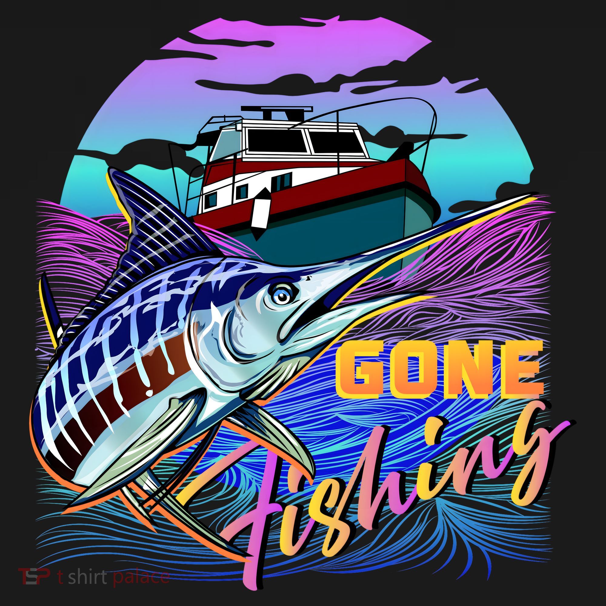 Gone Fishing Marlin Boat Backpack