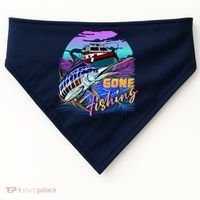 Gone Fishing Marlin Boat USA-Made Doggie Bandana thumb 0