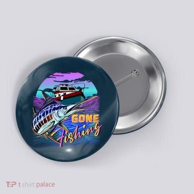 Gone Fishing Marlin Boat Button