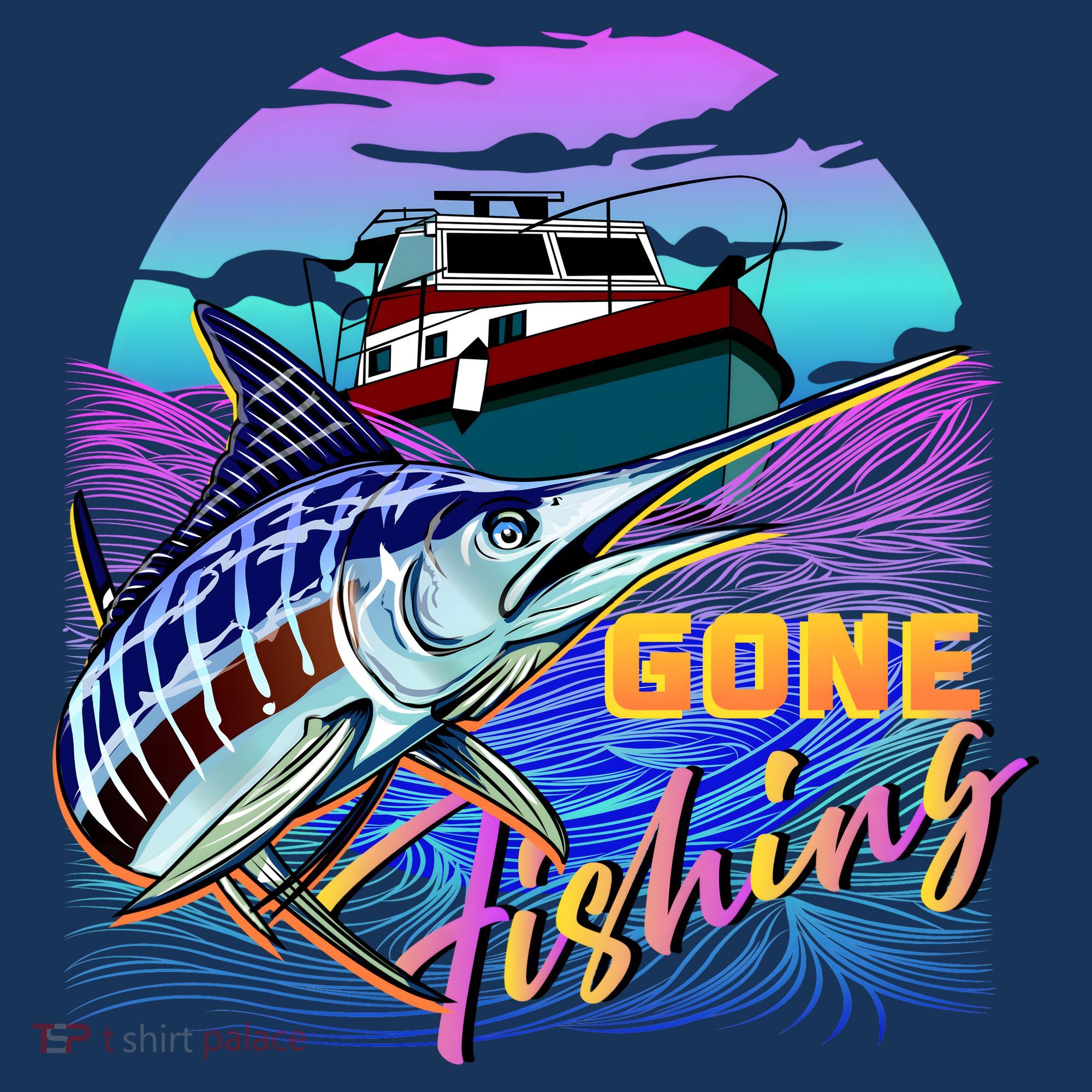 Gone Fishing Marlin Boat Beanie