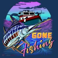 Gone Fishing Marlin Boat Women's Hoodie thumb 2