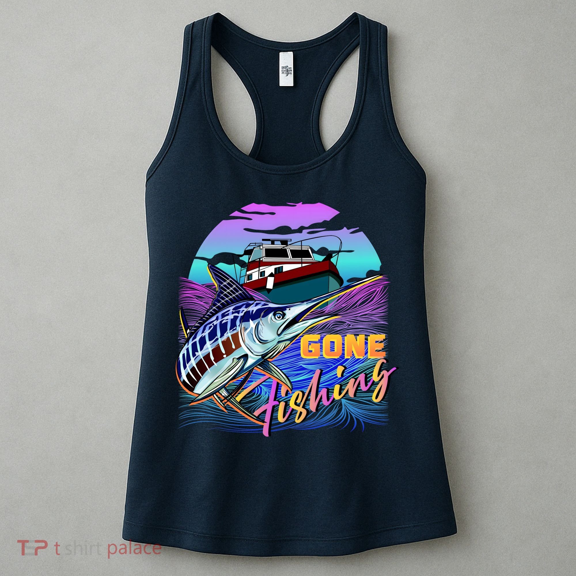 Gone Fishing Marlin Boat Women's Tank Top