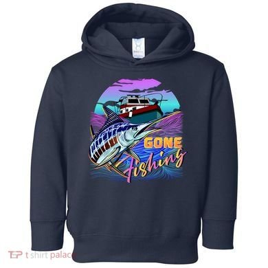 Gone Fishing Marlin Boat Toddler Hoodie