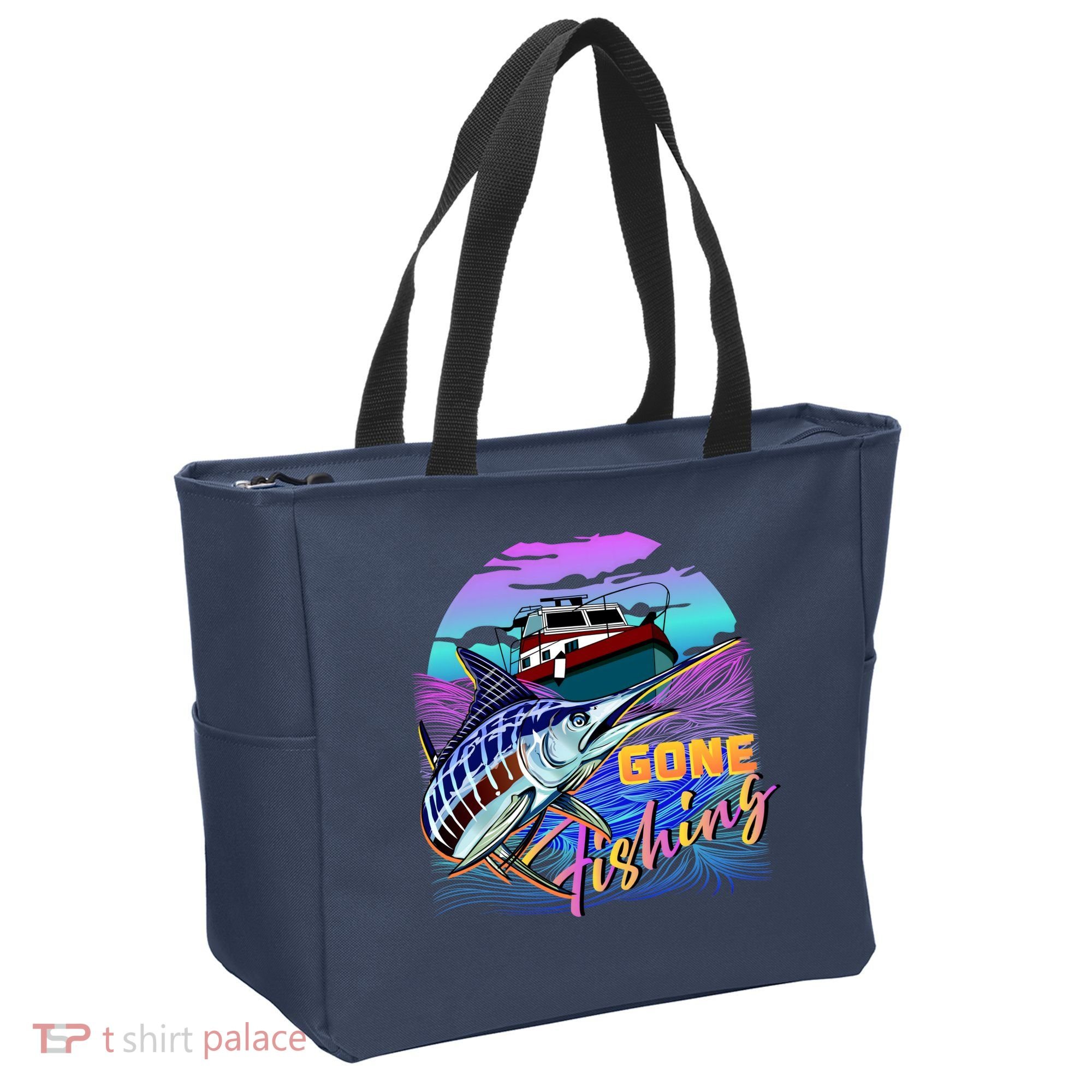 Gone Fishing Marlin Boat Tote Bag