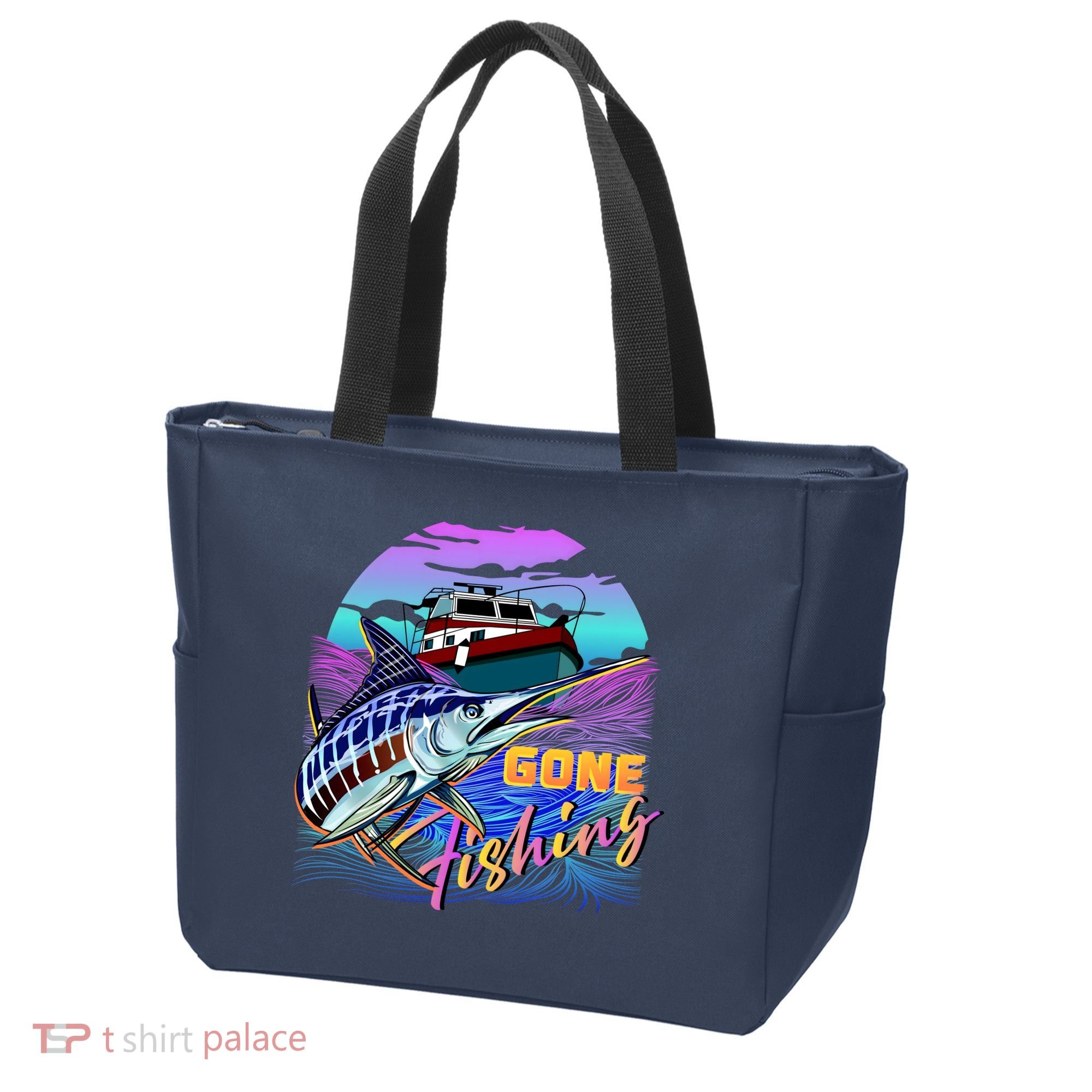Gone Fishing Marlin Boat Tote Bag