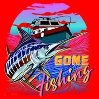 Gone Fishing Marlin Boat Santa Hat thumb 1