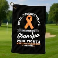 Grandpa Fights Multiple Sclerosis Ms Warrior Gift Golf Towel thumb 1