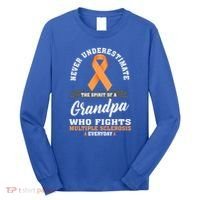 Grandpa Fights Multiple Sclerosis Ms Warrior Gift Long Sleeve Shirt thumb 0