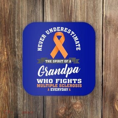 Grandpa Fights Multiple Sclerosis Ms Warrior Gift Coaster
